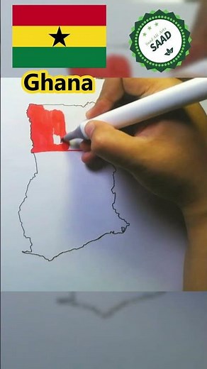 Ghana flag map drawing