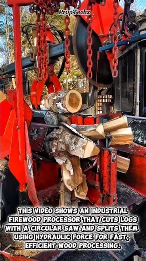 Industrial Firewood Processor Cuts & Splits Logs Fast #wood #firewood #machine
