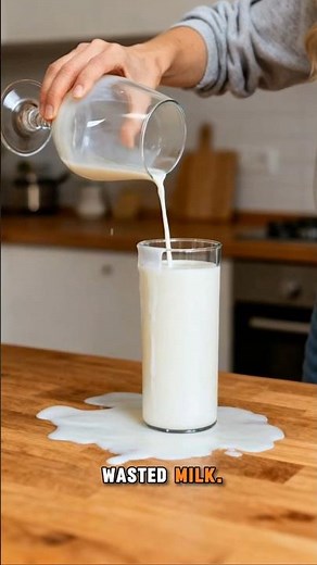 Easy and simple trick to pour milk into a glass #lifehacks