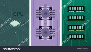Processor Cooler Ram Set Vector Illustrations Stock Vector (Royalty Free) 2152640251 | Shutterstock