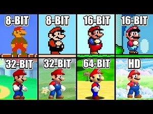 Evolution of Mario Games Graphics 8-BIT vs 16-BIT vs 32-BIT vs 64-BIT vs HD [Nintendo 2D Games]