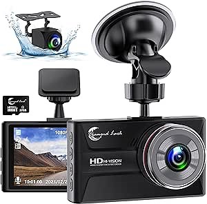 1080P Dash Cam Front and Rear with 32GB SD Card, Diamond Lark Dual Dash Camera for Cars, 3” LCD Screen Dashcam with Type-C Port, HDR, G-Sensor, Loop Recording, Parking Monitor, Night Vision