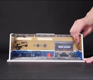 Single-Tier for hot Wheels Display Case - 6-Car 1:64 Scale Model Garage Diorama with Dustproof Cover, Compact Diecast Car Showcase for Collections, Tomica, Matchbox (Garage Five)