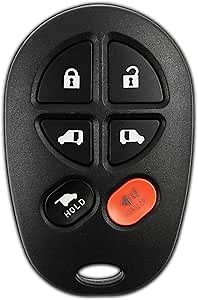 KeylessOption Key Fob for 2004 2005 2006 2007 2008 2009 2010 2011 2012 2013 2014 2015 2016 2017 2018 Toyota Sienna Keyless Entry Remote Control, 6-Button GQ43VT20T, Programming Guide Included