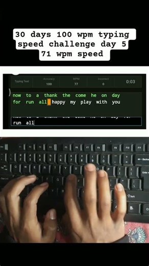 30 Days 100 WPM Typing Speed Challenge | Day 5 | Speed Getting Better? #shorts