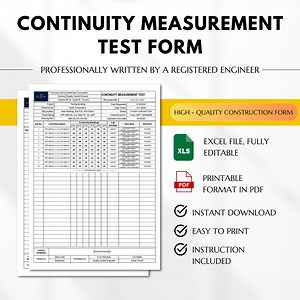 Continuity Test Form, Electrical Testing Template, Testing and Commissioning Acceptance, Megger Continuity and Insulation Testing - Etsy Canada