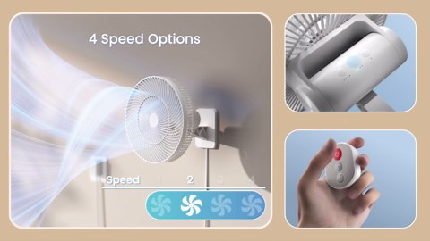 LEMOISTAR 12" Wall Mounted Fan with Remote Control, 90° Oscillating, 4 Speeds Timer and Adjustable Tilt, 8.2ft Cord, Quiet, Ideal for Home, Bedroom, Gym, Garage, RV, Office-White