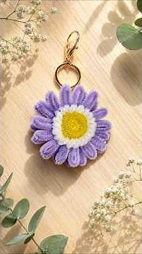 pipe cleaner flower DIY Fuzzy Daisy Keychain 💜 Easy & Beautiful Handmade Craft Idea
