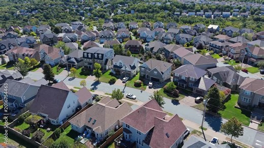 Gated Community Halifax Canada Aerial View Large Homes With Spacious Yards Driveways Quiet Residential Area Safe Living Real Estate Concept 4K