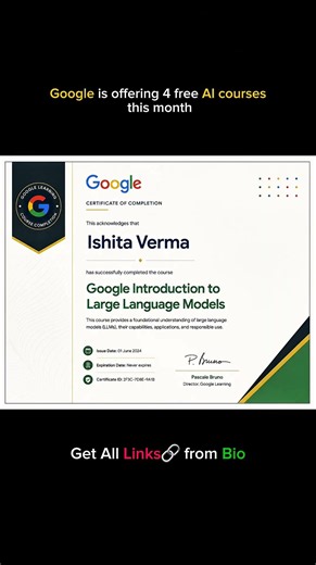 🚨 STOP SCROLLING! Free Google AI Certificates 🎓 Uploading my first 4 AI certificates today! #career