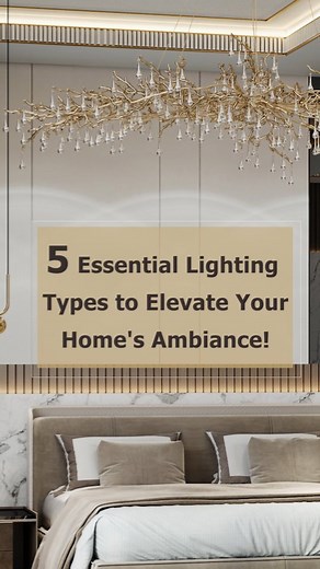 ✨ Illuminate Your Home's Ambiance ✨ Discover 5 Essential Lighting Types : 1-Ambient Lighting 🕯️ 2-Task Lighting 💡 3-Accent Lighting 🔦 4-Chandeliers/Pendant Lights 💫 5-Wall Sconces/Floor Lamps 🌟 Elevate your space with perfect lighting! ✨🏠 #Spazio #UAE #Dubai #FitOut #InteriorDesign #HomeAmbiance #lightingmagic #viral #fyp #foryou | Spazio Interior Architecture