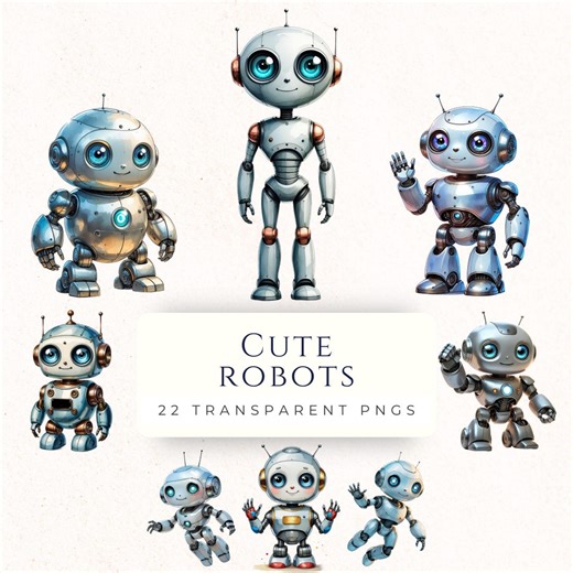 Robot Clipart, Transparent PNG, Scrapbooking Watercolor, Crafting Essentials, Cardmaking Supply, Children's Graphics - Etsy Australia