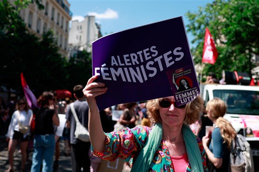 French women’s rights supporters march against far right ahead of snap polls