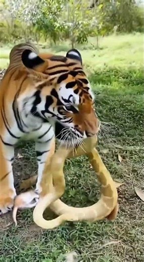 Brave Tiger vs Python – A Heroic Rescue 🐯💪 #cat