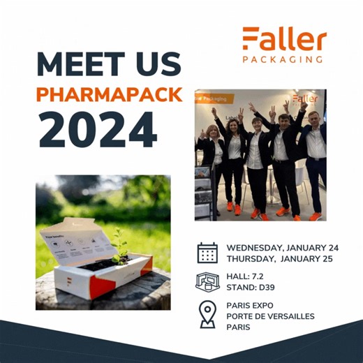 🌟 Besuchen Sie Faller Packaging auf der Pharmapack 2024! 🌟 Wir laden Sie herzlich ein, uns auf der Pharmapack 2024 in Paris zu besuchen: 📅 Datum: 24.-25. Januar 2024 📍 Ort: Paris Expo, Halle 7.2, Stand D39 Erleben Sie unsere neuesten Innovationen in der nachhaltigen Pharma-Verpackung und intelligenten Etikettenlösungen. 𝐍𝐚𝐜𝐡𝐡𝐚𝐥𝐭𝐢𝐠𝐞 𝐏𝐡𝐚𝐫𝐦𝐚-𝐕𝐞𝐫𝐩𝐚𝐜𝐤𝐮𝐧𝐠𝐞𝐧: Innovative, umweltfreundliche Verpackungslösungen. 𝐏𝐫𝐞𝐏𝐚𝐜𝐤𝐚𝐠𝐢𝐧𝐠 𝐒𝐞𝐫𝐯𝐢𝐜𝐞: Vorkonfektionierte, 