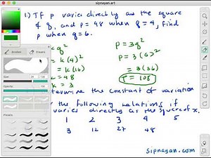 DSV3 Direct Square Variation Sample Problems Part 2