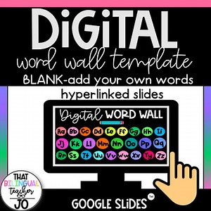 ADD your own words- Word wall template -Hyperlinked Slides!