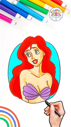 Drawing Disney Princesses | Draw Cute Ariel Mermid Drawing 🌈👸🏼#disney #drawing #shorts #cute