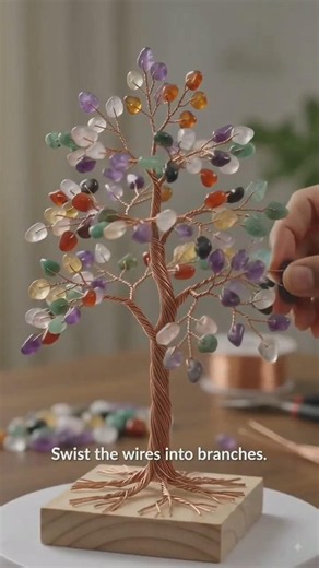 DIY Colorful Crystal Bead Tree | Easy Wire Tree Craft Tutorial 🌳✨