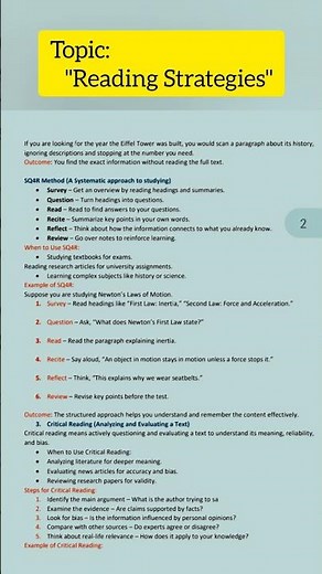 Reading Strategies ||Skimming,Scanning,SQ4R , Critical Reading|| ENG - 321 ||Functional English|Imp