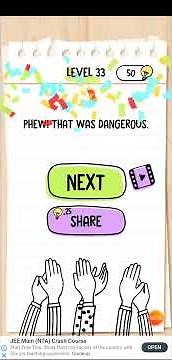 Brain test level 33 Help the car cross the bridge walkthrough