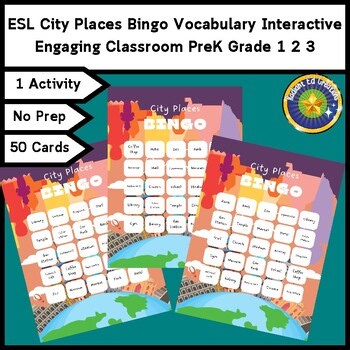 City Places Bingo Vocabulary ELA ESL English Game Logic Puzzle Sight Word Review