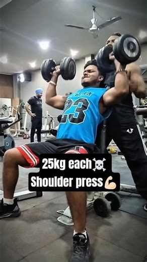 Shoulder Dumbbell Press 💪🏻 25kg each ☠️ #gym #motivation