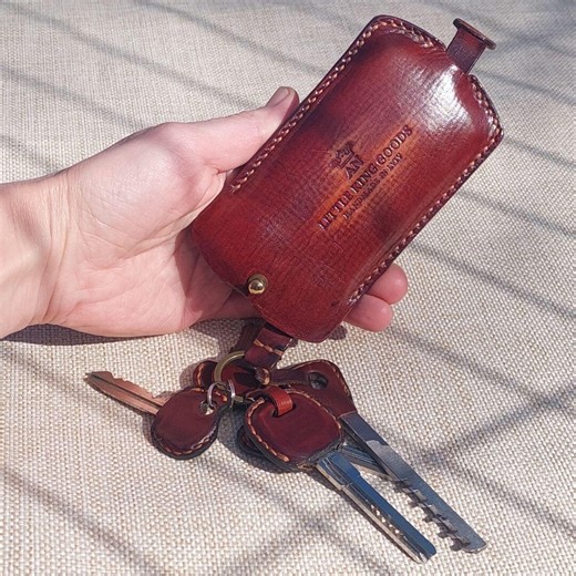 Personalized Leather Key Holder, Leather Key Case, Custom Key Organizer, Gift for Him, Minimalist Key Wallet, Handmade Keychain - Etsy