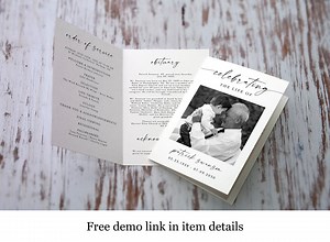 Printable Funeral Program Template, Square Photo, Picture, Personalized, Celebration of Life, Obituary, Memorial, Word, Fully Editable #f37 - Etsy