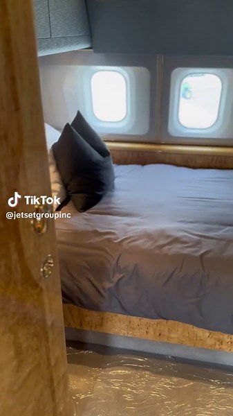 Better than first class. Come see the gorgeous interiors of this @Boeing business jet✈️ The 2 bedrooms, lavatory with rain shower and conference / living room are all located on the first half of the aircraft! #privatejet #businessjet #luxurytravel #boeing #jetinterior