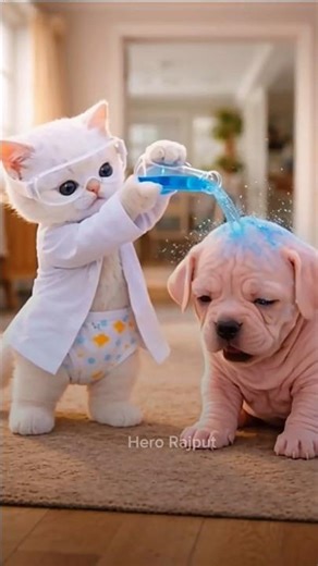 cute kitten scientists prank puppy
