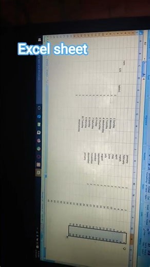 Excel sheet How to write table and Days name....!