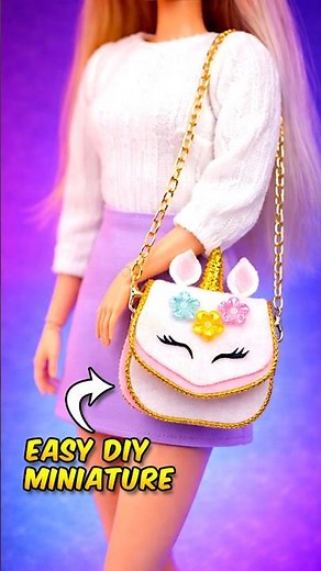 DIY Miniature Unicorn Handbag 🦄 Barbie Accessories You NEED to Try! #shorts #diy #miniature #unicorn