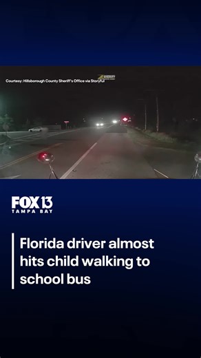 A terrifying video released by the Hillsborough County Sheriff’s Office captures the moment a child in Riverview was nearly struck by a vehicle that illegally bypassed a stopped school bus. LINK IN BIO 🔗 #news #fox13news #hillsboroughcounty #florida