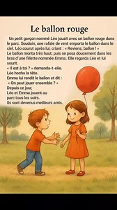 8.2K views · 111 reactions | "Le ballon rouge  : une belle histoire d’amitié pour les enfants" #histoireenfant #contespourenfants #françaisfacile #lectureenfant #ballonrouge #amitie #contefrançais #apprendrelefrançais #histoiredujour #videopédagogique #enfantfrançais #kidliterature #educationfrançaise #histoirescourtes #petitshistoires | Français en parallèle | Facebook