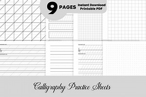 Calligraphy Practice Sheets Templates, Calligraphy Handwriting Paper, Calligraphy Hand Lettering Guide Sheet, Printable Digital Download PDF - Etsy