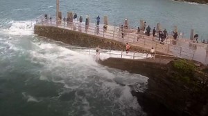 Ilfracombe harbour waves swept child into the sea