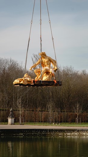 Antoine Bonin on Instagram: "🪽It’s not every day you see Apollo flying through the air. ✨ After being absent from his pool for over a year, Apollo returns to Versailles. A meticulous restoration has restored him to his former glory. His golden light can once again shine over the estate."