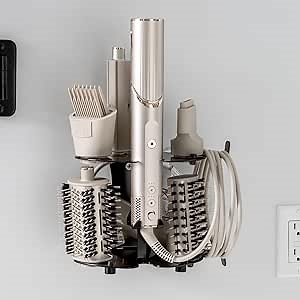 Blow Dryer Accessory Holder for Dyson Airwrap & Shark FlexStyle Only | Wall or Countertop Organizer for Hair Tools | Steel Storage Rack for Styling Attachments (Blow Dryer Not Included)