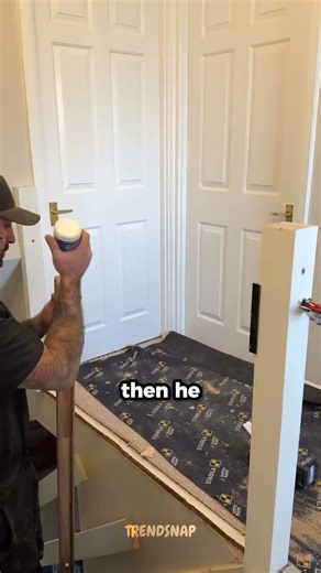 He finally fixed the stairs...Will his wife be happy?😳 I(@j.lewiscarpentry) #diy #shortsvideo
