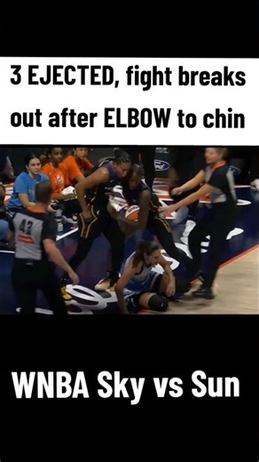 😱 3 EJECTED after fight breaks out, started by ELBOW to chin | WNBA women's basketball #shorts #wnba