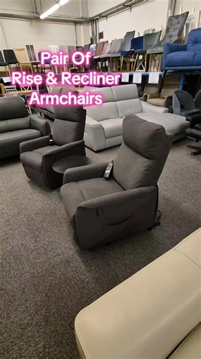 MBMegaBargains | Pair Of Rise & Recliner Armchairs - Charcoal Fabric RRP £760 **BARGAIN ONLY £530 For Both** Measurements: 90cm D x 67cm W x 99cm H Viewing in Bestwood Nottingham NG5 5LZ Viewing / Collection is by Appointment Only Can Deliver (Please call or text Postcode for a quote) Tel: 07534944889 More Info: The Helena Rise and Recline Chair is a deep, soft and extremely comfortable chair in a charcoal fabric finish. Offering stlye and practicality, this chair is the perfect addition for a w