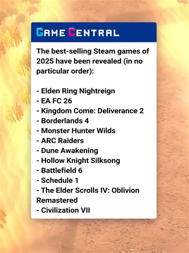 Top Selling Steam Games of 2025 Revealed