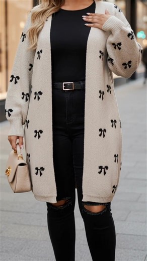 Stay warm without giving up style. This cute bowknot cardigan features a relaxed loose fit that’s flattering and comfortable, making it perfect for autumn and winter layering. Soft, cosy, and easy to style for everyday wear or casual outings ✨ #plussizefashion #cardigansweater #cozystyle #winteroutfit #tiktokshopus