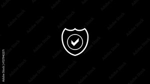 Animated check Icon or Protection symbol. Check mark shield symbol