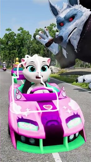 Funny Cars vs Weird Cars vs Angry Wolf in Beam