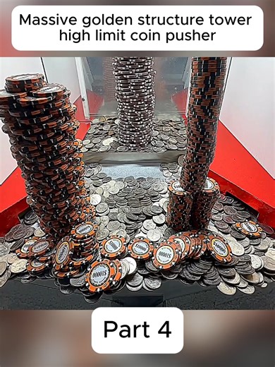 Ultimate Coin Pusher Gameplay with Massive Golden Structure