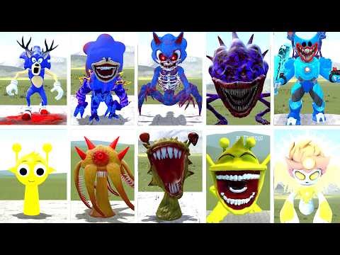 ALL SPRUNKI SIMON VS SHIN SONIC CURSED FINAL TRANSFORMATION FIGHT | GMOD