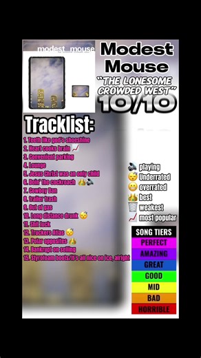 Classic album. Top 3 modest mouse. Proud to say I’ve seen doin the cockroach live from them twice. #music #album #albumreview #modestmouse #thelonesomecrowdedwest