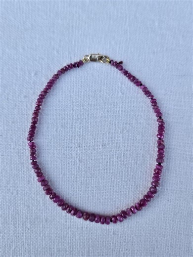 Vintage Raw Faceted Ruby Beaded Bracelet | 14k Clasp - Etsy